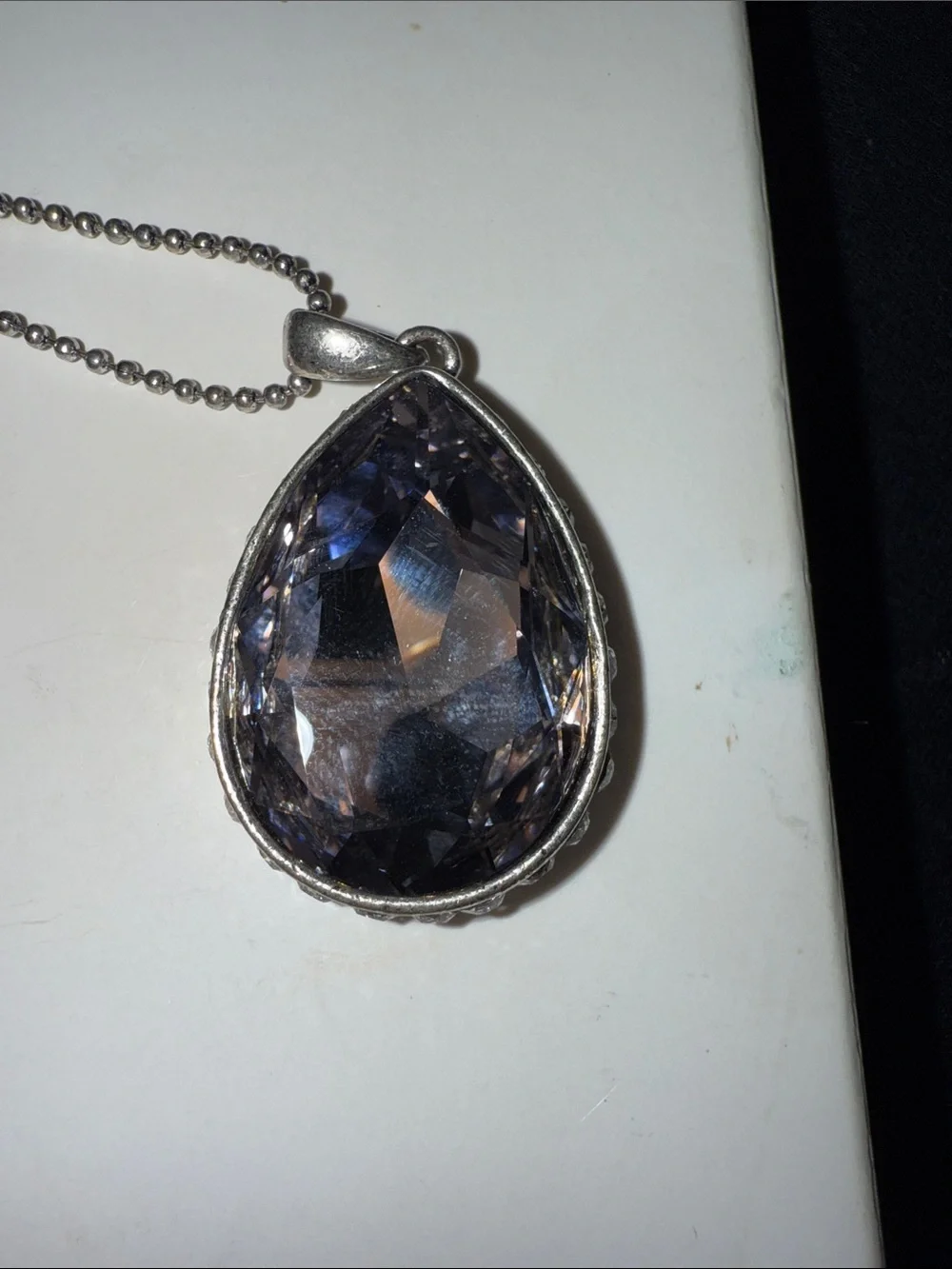Swarovski Teardrop Pendant Necklace with Lilac Accent by Touchstone Crystal